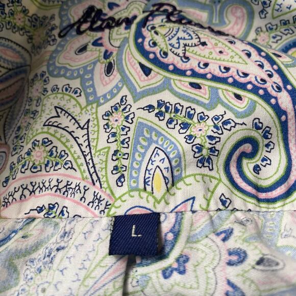 Alan Flusser Paisley Print Long Sleeved Button Down chest pocket Shirt Large - Picture 8 of 13